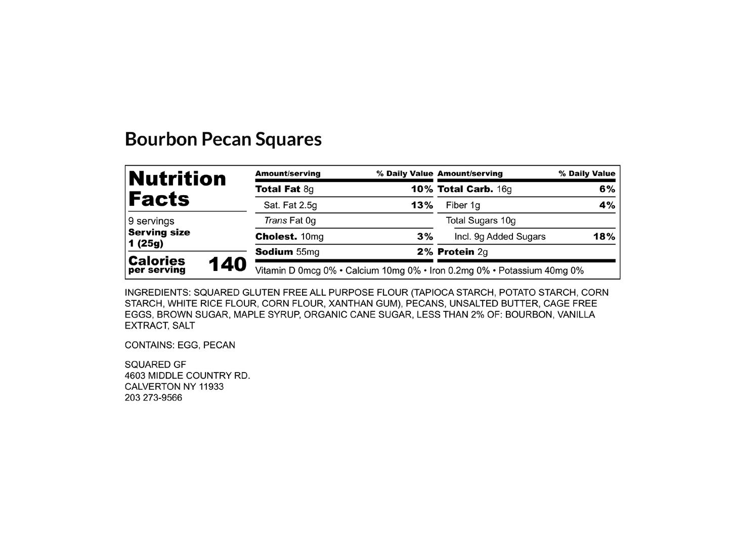Gluten Free Bourbon Pecan Squares - 9 Square Box