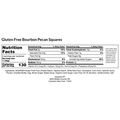 Gluten Free Bourbon Pecan Squares - 4 Square Box